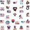 50Pcs 4th of July Stickers, Independence Day Water Bottle Sticker Red White Blue